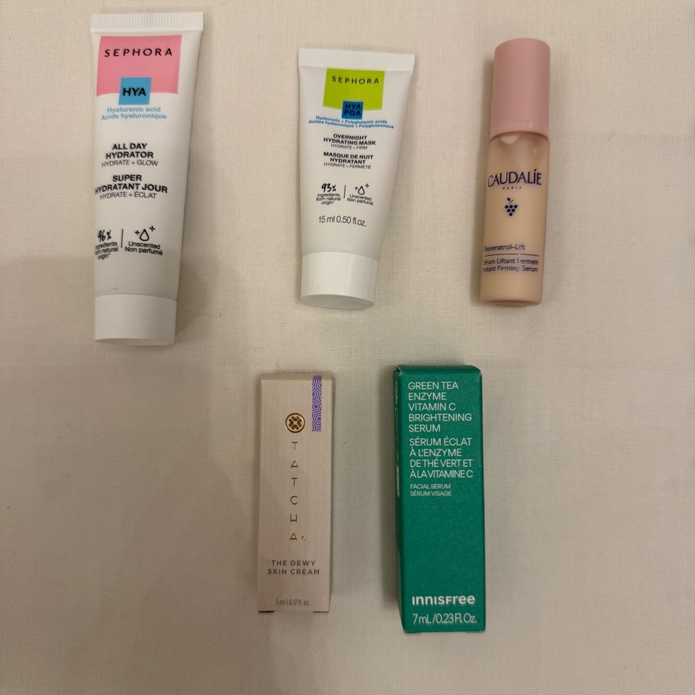 Various skincare brands travel size  (Sephora,Caudalie,,Tatcha….)
